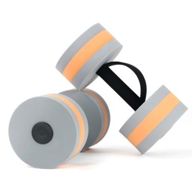 Imagem de UNAOIWN Pesos de água para exercícios de piscina, 2 peças, halteres aquáticos, aeróbica, halteres aquáticos de resistência leve para natação (cinza laranja)
