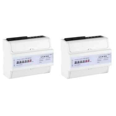 Imagem de Medidor de Energia 2 Peças, Medidor Elétrico Digital 3fase 4 Fios Dinrail 20(80) um Medidor Eletrônico de Kwh