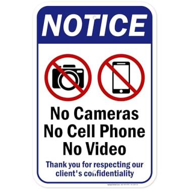 Imagem de Sem câmera, sem celular, sem vídeo, obrigado por respeitar o sinal de confidencialidade do cliente, 17,8 cm x 25,4 cm 0,40 alumínio, resistência ao desbotamento, uso interno/externo, fabricado nos EUA