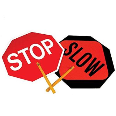 Imagem de NMC Placa dupla face stop/Slow Safe-T-Paddle, placa de segurança de trânsito leve e durável, octógono de 45,7 x 45,7 cm, PS1