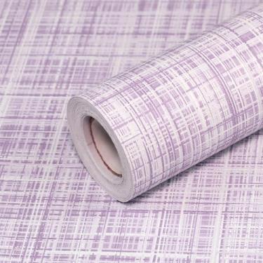 Imagem de Qianglive Papel de parede roxo claro para remover e colar 43 cm x 76 cm tecido em relevo texturizado papel de contato pano de grama removível papel de parede de vinil autoadesivo para banheiro paredes