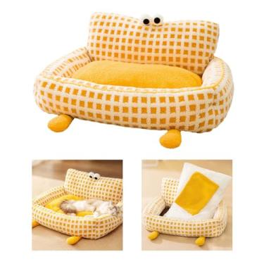Imagem de Sofá-Cama Macio para Gatos, Aparência Adorável, Cama para Animais de Estimação, Adequado para a Pele, Amarelo S: 17,7 X 14,6 Polegadas (S)