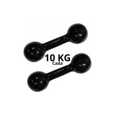 Imagem de Par De Halteres Emborrachado 10 Kg Fitness Musculação - Exercise Sport