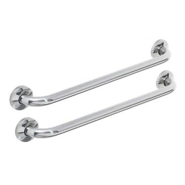 Imagem de Alça Barra de Apoio Inox 80cm Kit 2 Unid Cadeirante Idoso Deficiente C