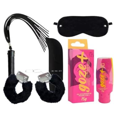 Imagem de Kit Sado Goze Mais + Algemas Pelúcia + Chicote + Golfinho Ponto G + Tapa Olhos - Sex Shop