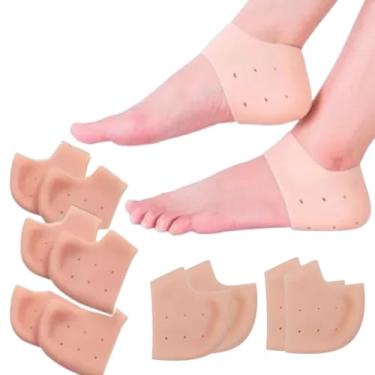 Imagem de Kit Meia De Calcanhar Palmilha Silicone Gel Ortopédica Calcanheira Para Fascite Facite Plantar Esporão Pés Macios Hidratante (Único, Par, 5)