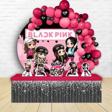 Imagem de kit festa painel redondoDecoração Black pink Cute 1,50X150 - IMPAKTO V