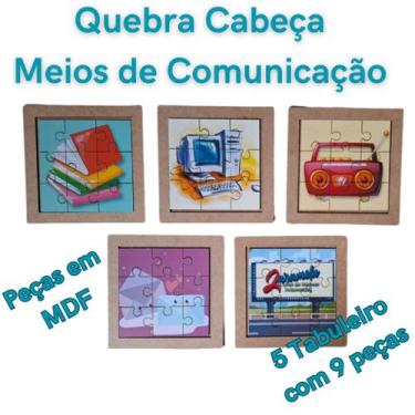 Imagem de Kit 6 Quebra Cabeça em MDF Meios de Comunição Aprendizado e Diversão -