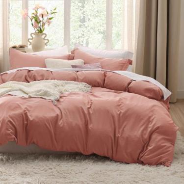 Imagem de Conjunto de Capa de Edredom Bedsure Pink Clay King Size 3 Peças