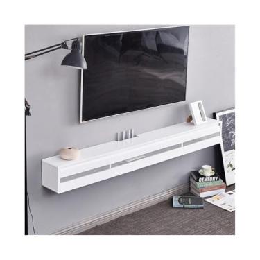 Imagem de Armário de TV Suporte de TV flutuante, console de mídia montado na parede de 59", moderno centro de entretenimento de unidade de TV flutuante estreita com porta rebatível, para sala de estar e quarto