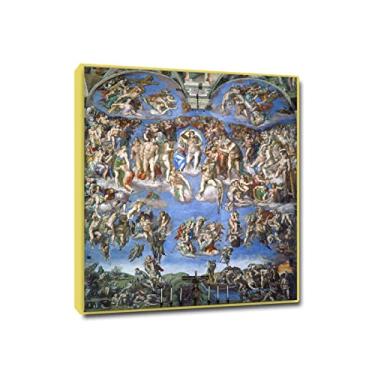 Imagem de JZSDGB Famosa arte de parede em tela - Reproduções de pintura a óleo Michelangelo - Impressão em tela giclée clássica de arte de parede - 'Último julgamento' Fotos de pôster para decoração de quarto