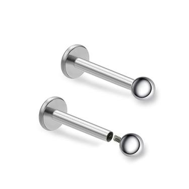 Imagem de ZYTAIJEW 2 peças G23 titânio 16G roscado internamente atrás nariz anel monroe labret lábio anéis hélice unha cartilagem tragus brinco piercing joia barra comprimento 6 mm-12 mm, Titânio, Sem Pedra