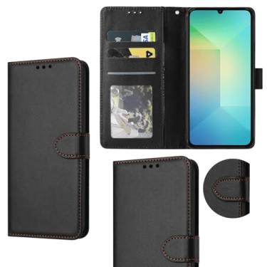 Imagem de Capa Capinha Carteira Flip Couro Compatível Samsung Galaxy A06 Premium (PRETO)
