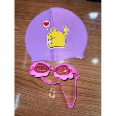 Imagem de Kit Infantil De Natação Com Touca e Óculos Para Criança Menino ou Meni