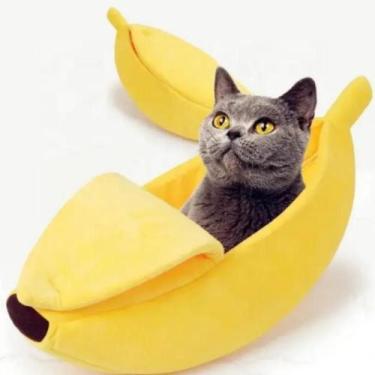 Imagem de Casinha cachorro caminha pet gato banana cama pelucia grande  portatil