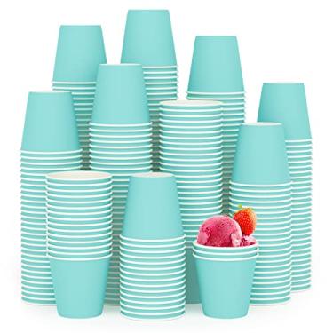Imagem de Pacote com 300 copos de papel de 85 g, copos descartáveis de banheiro azul celeste, copos pequenos de enxaguante bucal, copos de expresso, copos de papel para festas, piqueniques, viagens e eventos