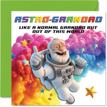 Imagem de Stuff4 Cartão de aniversário do avô - Astro-Grandad - Cartão de feliz aniversário para avô do neto, neta, 14 x 14 cm, cartões comemorativos astronauta espaço aniversário