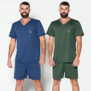 Imagem de KIT 2 Pijama Masculino Gola Liso V Fechado Bella Fiore Roupas Masculin