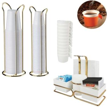 Imagem de Kit Porta Copos Descartável De Mesa Café Chá Água 50/80/200ml Suporte 