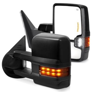 Imagem de Perfit Zone Espelhos de reboque compatíveis com Chevy Silverado GMC Sierra Tahoe Avalanche suburbana 2003-2006 Yukon 1500 2500 3500 HD Preto Power Heated LED Arrow Light Amber Turn Signal Clearance