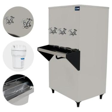 Imagem de Bebedouro Industrial 100 Litros Resfriador 3 Torneiras Inox KX10 Knox,