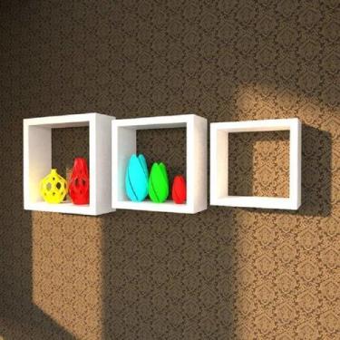 Imagem de Nicho Cubo Em Mdf Branco Kit C/3 - 15cm De Profundidade - Tesori Decor