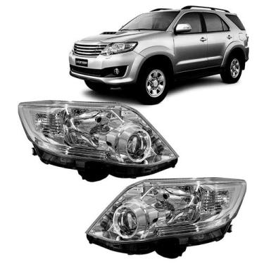 Imagem de Farol Hilux Sw4 2012 2013 2014 2015 Foco Duplo Cromado - Geral, Direit
