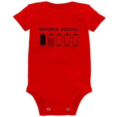 Imagem de Body Bebê Bateria Social - Foca na Moda, Vermelho, GG