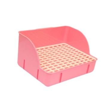 Imagem de IEUDNS Panela de ninhada de, cama de vaso sanitário de estimação, panela de areia de canto, caixa de higiene de canto para ratos porquinhos -da -índia, Rosa