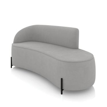 Imagem de Sofá 3 Lugares Orgânico 180cm Pé Ferro Preto Morgan Suede Cinza D03 - D`Rossi