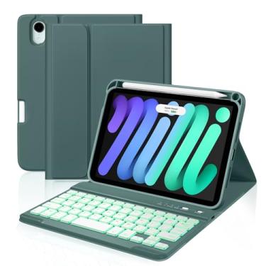 Imagem de Cousper Capa com teclado para iPad Mini 7 A17 Pro 2024/iPad Mini 6 geração com teclado 2021 8,3 polegadas, suporte para lápis, capa de teclado destacável retroiluminada em 7 cores para iPad Mini 7ª/6ª