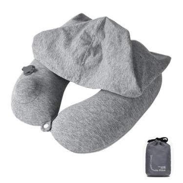 Imagem de Travesseiro inflável de pescoço para viagem - Travesseiro de pescoço para viajantes de avião - Travesseiro de voo - Travesseiro de carro e avião