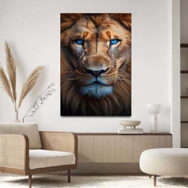 Imagem de Quadro Decorativo Para Sala Quarto Hall 40x60 Leão Juda Face Olhos Azuis