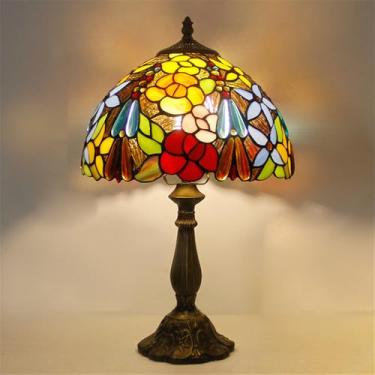 Imagem de OUFULA American Vintage Lâmpada De Mesa LED Luxo Criatividade Sala De Estar Estudo Quarto Lâmpada De Cabeceira Villa Hotel Cor Vidro Mesa Luz (Estilo 30)