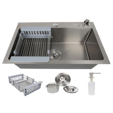 Imagem de Cuba Gourmet Quadrada Aço Inox 304 Escovada 60X40 Acessórios