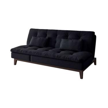 Imagem de Sofá-Cama Casal 3 Lugares Amanda ii Suede com Almofadas Preto