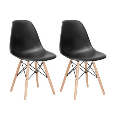 Imagem de Kit 2 Cadeiras Charles Eames Eiffel Dsw Com Pés De Madeira Clara Preto