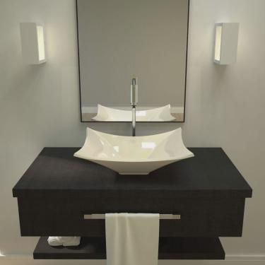 Imagem de Kit 3 Cubas de Apoio para Banheiro L38 Lux Retangular Folha Compace Bege