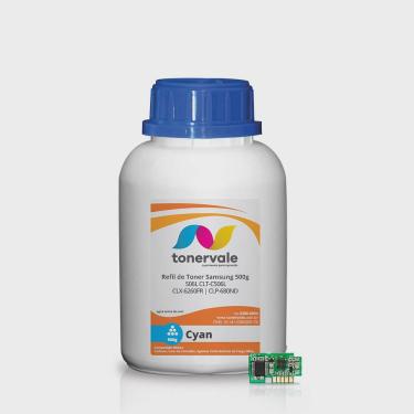 Imagem de Toner Refil + 4 Chip Toner TankFull Para Samsung CLT-C506L Ciano - CLP-680ND CLX-6260FR de 500g