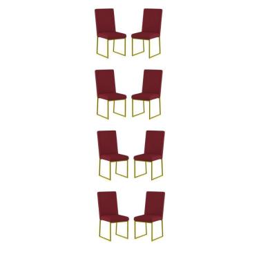 Imagem de Kit 8 Cadeiras Estofadas Base De Ferro Para Mesa De Jantar Marsala
