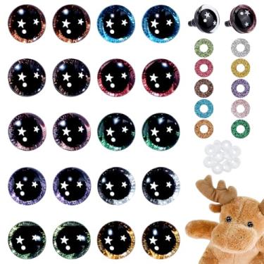 Imagem de PH PandaHall 120 peças 18 mm olhos de segurança estrela para crochê 10 cores 3D glitter artesanato olhos resina crochê olho com arruelas plástico Amigurumi olho para crochê ursinho de pelúcia bichos
