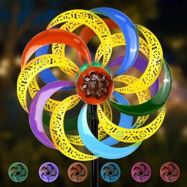 Imagem de HOFLYW Liquidação De Cata-Ventos Para Áreas Externas Quintal E Jardim Metal 75 Pol. Arte Cinética Com Luz Bola Vidro Multicolorida Movida A Energia Solar Decoração Gramado