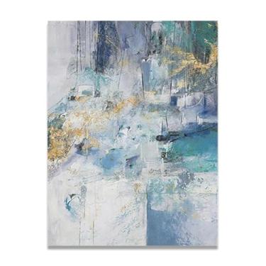 Imagem de Pintura de parede em tela abstrata azul e branco, impressão em tela, pôster, imagem colorida, arte abstrata, moderna, decoração de parede, corredor, escadas, decorações de quarto 100 x 70 cm