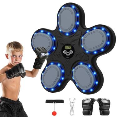 Imagem de ITEFDTUTNE Máquina De Boxe Musical Com Luvas De Boxe, Bola De Reflexo De Boxe, Treinador De Boxe Inteligente Montado Na Parede Para Crianças, Equipamento De Jogo De Boxe, Máquina De Socos Para Trei