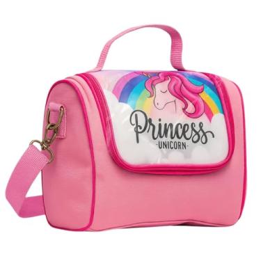 Imagem de Lancheira Térmica Escolar Infantil Juvenil Transversal Bolsa Unicornio Princesa Feminino Menina Cristal Grande Impermeavel Isolada Passeio