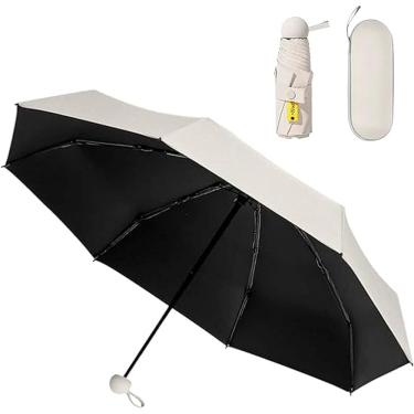 Imagem de Mini Guarda-Chuva Dobrável Automático, Proteção UV (Bege)
