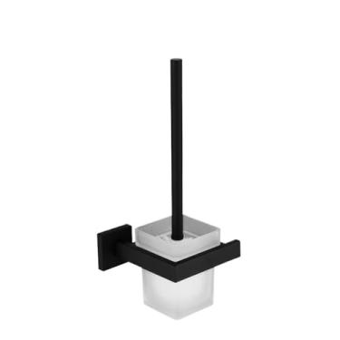 Imagem de Ferragens de banheiro preto fosco ferragens de banheiro aço inoxidável 304 toalheiro suporte de papel higiênico suporte de sabão líquido barra de toalha vaso sanitário elegante (conjunto de 2 barras