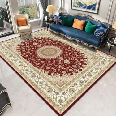 Imagem de Tapete retrô para sala de estar, decoração luxuosa e leve, para cabeceira de quarto, tapetes grandes (200 x 250 cm, 78,7 x 98 pol./Sem fiapos - 4)