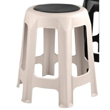 Imagem de Kit com 02 Banquetas de Plástico Resistente Reforçada com 6 Pés(Branco)