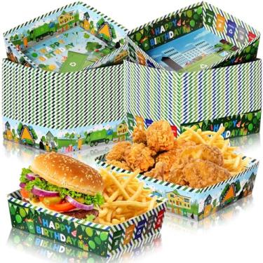 Imagem de Mifoci 36 peças de bandeja de papel para decoração de festa de aniversário de caminhão de lixo de 2,3 kg grande comida barcos nacho bandeja de papel descartável para chá de bebê suprimentos de festa